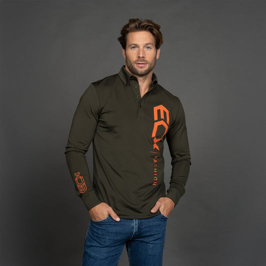 Men Polo Shirt Long sleeve groen