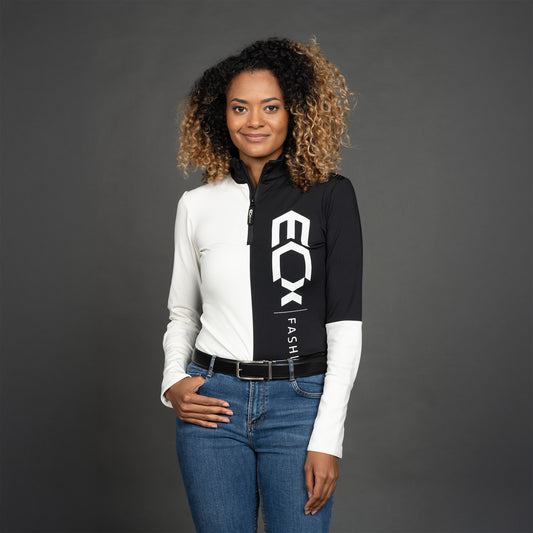 Women Shirt colourblock zwart/wit