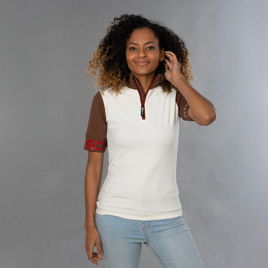 Women Shirt short sleeve Letters offwhite/bruin