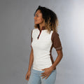 Women Shirt short sleeve Letters offwhite/bruin