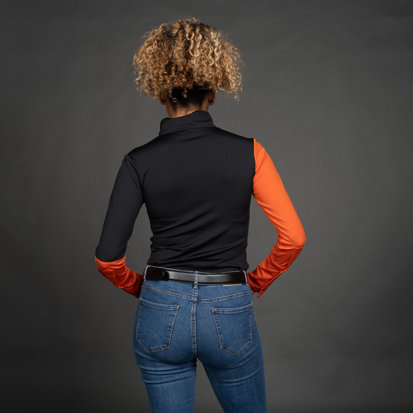 Women Shirt Colourblock zwart/oranje