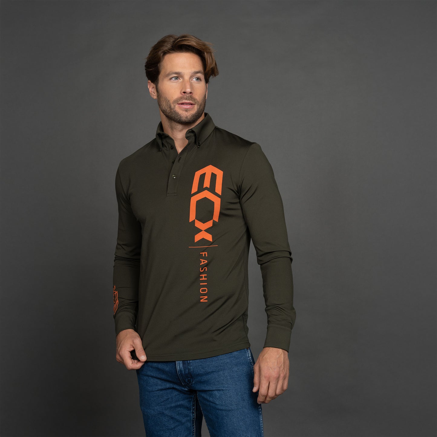 Men Polo Shirt Long sleeve groen