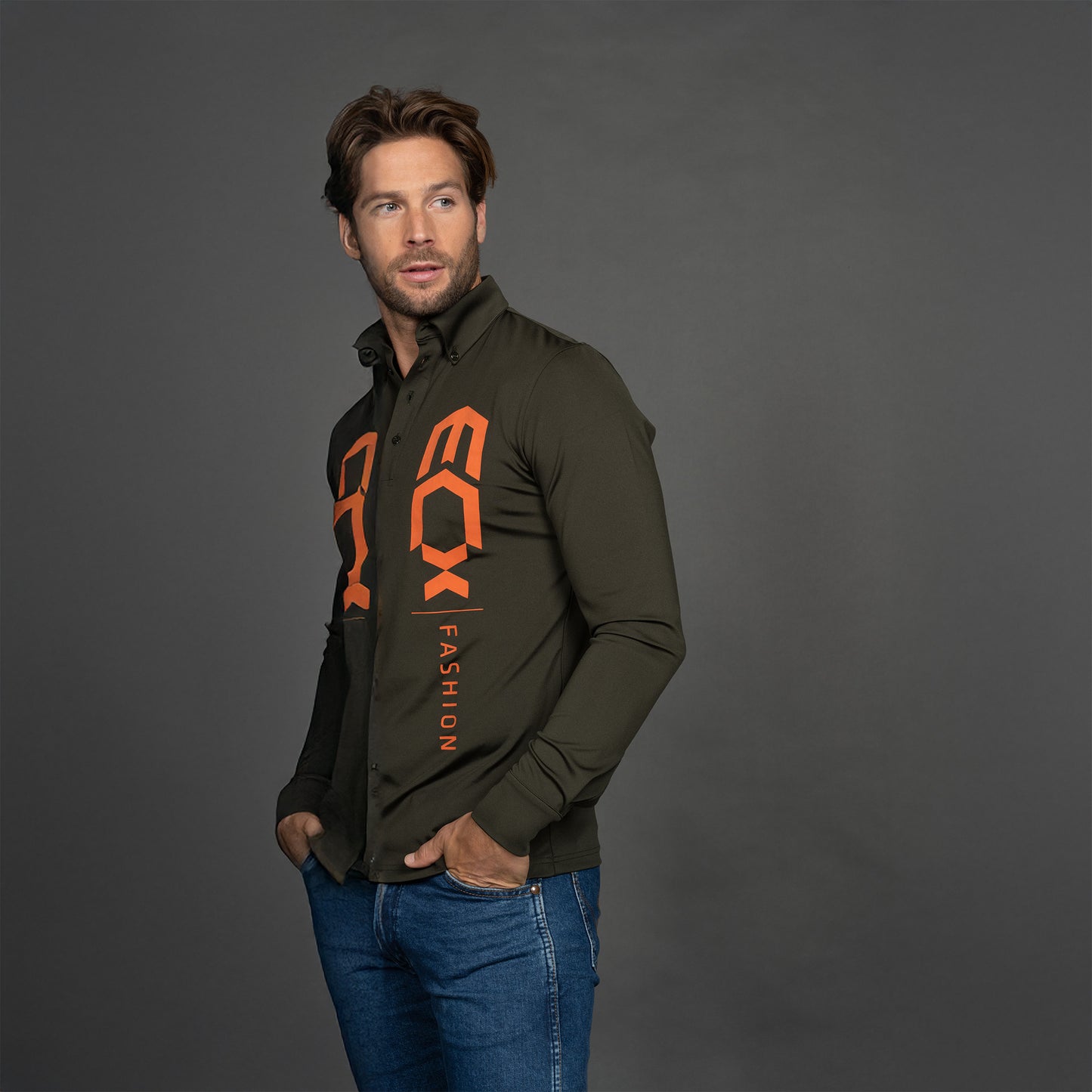 Men Polo Shirt Long sleeve groen